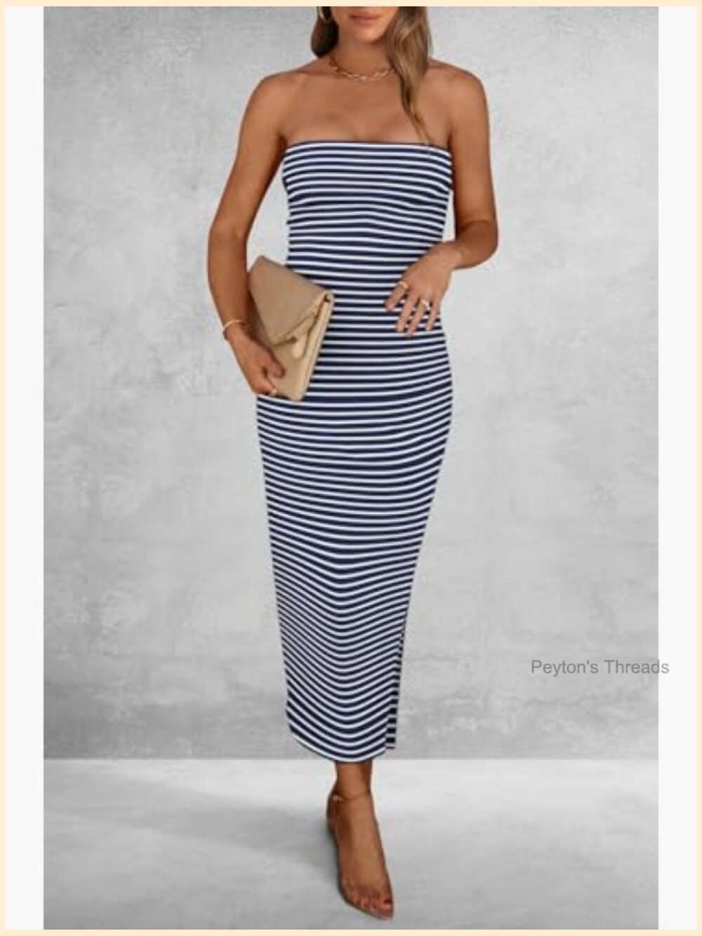 Ribbed Strapless Bodycon Maxi Tube Dress Side Slit - Picture 3 of 7